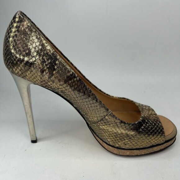 GIUSEPPE ZANOTTI‎ DESIGN Made in Italy 🇮🇹 GENUINE LEATHER Snakeskin Heels 38.5 - Picture 5 of 16
